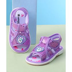 Cute Walk by Babyhug Sandals With Velcro Closure & Sequin Detailing - Purple