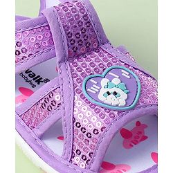 Cute Walk by Babyhug Sandals With Velcro Closure & Sequin Detailing - Purple