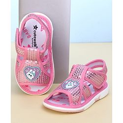 Cute Walk by Babyhug Sandals With Velcro Closure & Sequin Detailing - Purple