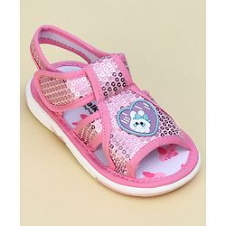 Cute Walk by Babyhug Sandals With Velcro Closure & Sequin Detailing - Purple