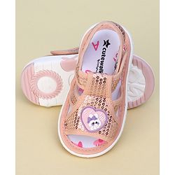 Cute Walk by Babyhug Sandals With Velcro Closure & Sequin Detailing - Purple