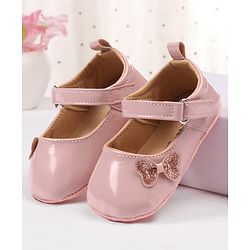 Cute Walk by Babyhug Velcro Closure Booties with Bow Applique - Pink