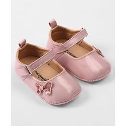 Cute Walk by Babyhug Velcro Closure Booties with Bow Applique - Pink