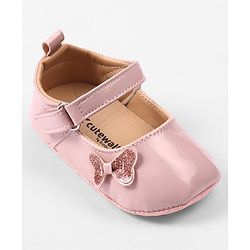 Cute Walk by Babyhug Velcro Closure Booties with Bow Applique - Pink