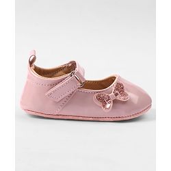 Cute Walk by Babyhug Velcro Closure Booties with Bow Applique - Pink