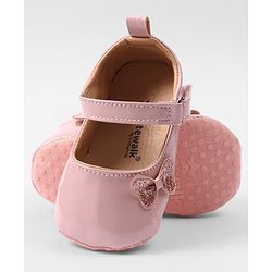 Cute Walk by Babyhug Velcro Closure Booties with Bow Applique - Pink