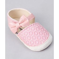 Cute Walk by Babyhug Slip On Booties With Bow Applique - Pink