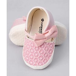 Cute Walk by Babyhug Slip On Booties With Bow Applique - Pink