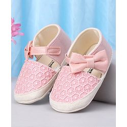 Cute Walk by Babyhug Slip On Booties With Bow Applique - Pink