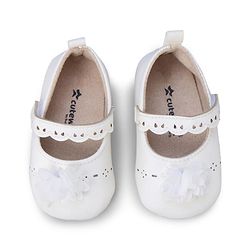 Cute Walk by Babyhug Booties with Velcro Closure & Floral Applique - White