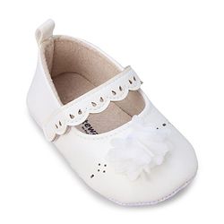 Cute Walk by Babyhug Booties with Velcro Closure & Floral Applique - White
