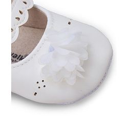 Cute Walk by Babyhug Booties with Velcro Closure & Floral Applique - White
