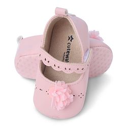 Cute Walk by Babyhug Booties with Velcro Closure & Floral Applique - White