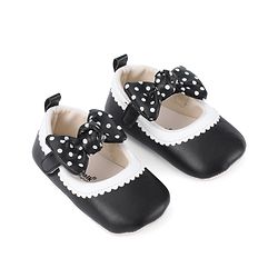 Cute Walk by Babyhug Booties with Velcro Closure & Bow Applique - Black