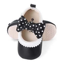 Cute Walk by Babyhug Booties with Velcro Closure & Bow Applique - Black