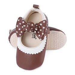 Cute Walk by Babyhug Booties with Velcro Closure & Bow Applique - Black