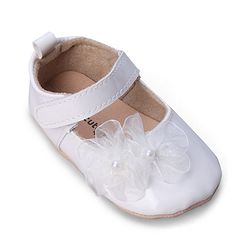 Cute Walk by Babyhug Booties with Velcro Closure & Floral Applique - White