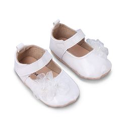 Cute Walk by Babyhug Booties with Velcro Closure & Floral Applique - White