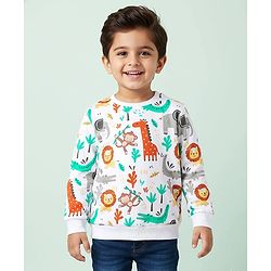 Babyhug Cotton Knit Full Sleeves Sweatshirt with Animal Graphics Pack of 2 - Yellow & White