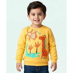 Babyhug Cotton Knit Full Sleeves Sweatshirt with Animal Graphics Pack of 2 - Yellow & White