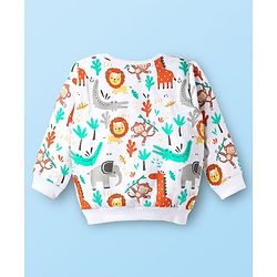 Babyhug Cotton Knit Full Sleeves Sweatshirt with Animal Graphics Pack of 2 - Yellow & White