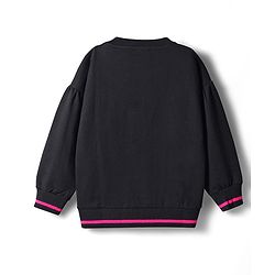 Babyhug Cotton Knit  Full Drop Shoulder Sleeves Sweatshirt with Drama Queen Text Print - Black