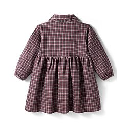 Babyhug Cotton Woven Full Sleeves Front Open Frock With Checks - Multicolour