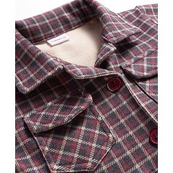 Babyhug Cotton Woven Full Sleeves Front Open Frock With Checks - Multicolour