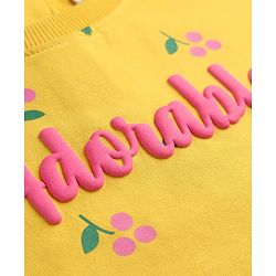 Babyhug 100% Cotton Knit Full Volume Sleeves Sweatshirt With Floral Print - Yellow