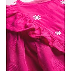 Babyhug Cotton Woven Full Sleeves Frock with Floral Embroidery & Frill Detailing - Pink