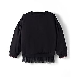 Babyhug Cotton Knit Full Sleeves Sweatshirt with Ghost Patch & Frill Detailing - Black