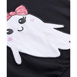 Babyhug Cotton Knit Full Sleeves Sweatshirt with Ghost Patch & Frill Detailing - Black