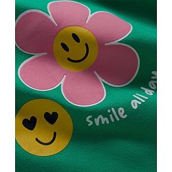 Babyhug Cotton Knit Full Sleeves Sweatshirt With Floral Print - Green