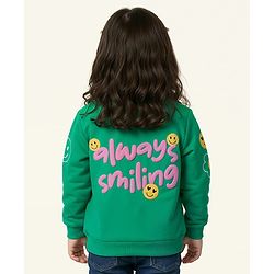 Babyhug Cotton Knit Full Sleeves Sweatshirt With Floral Print - Green