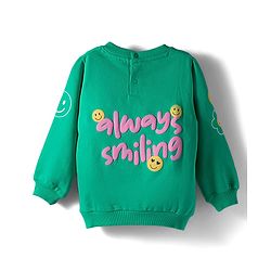 Babyhug Cotton Knit Full Sleeves Sweatshirt With Floral Print - Green