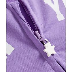 Babyhug Cotton Knit Full Sleeves Hooded SweatJacket with Front & Back Text Graphic & Kangaroo Pocket - Purple