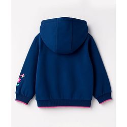 Babyhug 100% Cotton Knit Full Sleeves Hooded SweatJacket with Animal & Floral Embroidery - Navy Blue