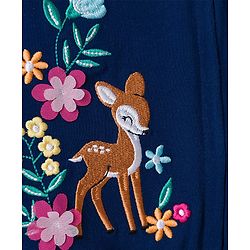 Babyhug 100% Cotton Knit Full Sleeves Hooded SweatJacket with Animal & Floral Embroidery - Navy Blue
