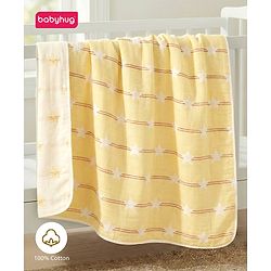 Babyhug 6 Layer 100% Cotton Gauze Muslin Baby Blanket | Super Soft | Breathable | Absorbent - Yellow