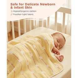 Babyhug 6 Layer 100% Cotton Gauze Muslin Baby Blanket | Super Soft | Breathable | Absorbent - Yellow