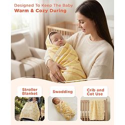 Babyhug 6 Layer 100% Cotton Gauze Muslin Baby Blanket | Super Soft | Breathable | Absorbent - Yellow