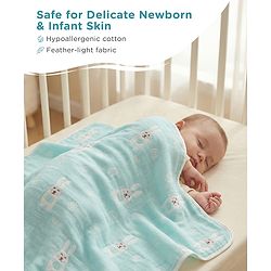 Babyhug 6 Layer 100% Cotton Gauze Muslin Baby Blanket | Super Soft | Breathable | Absorbent - Yellow
