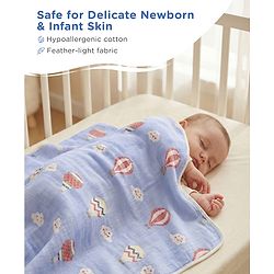 Babyhug 6 Layer 100% Cotton Gauze Muslin Baby Blanket | Super Soft | Breathable | Absorbent - Yellow