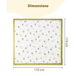 Babyhug 6 Layer Muslin Baby Blanket with Contrast Wide Edge Panda Print - Green| Absorbent Soft & Breathable| All Season Blanket| New Born Gifting| Bath Towel, Wrapper, Feeding Towel| Machine Washable