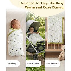 Babyhug 6 Layer Muslin Baby Blanket with Contrast Wide Edge Panda Print - Green| Absorbent Soft & Breathable| All Season Blanket| New Born Gifting| Bath Towel, Wrapper, Feeding Towel| Machine Washable