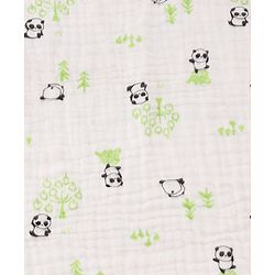 Babyhug 6 Layer Muslin Baby Blanket with Contrast Wide Edge Panda Print - Green| Absorbent Soft & Breathable| All Season Blanket| New Born Gifting| Bath Towel, Wrapper, Feeding Towel| Machine Washable
