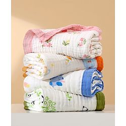 Babyhug 6 Layer Muslin Baby Blanket with Contrast Wide Edge Panda Print - Green| Absorbent Soft & Breathable| All Season Blanket| New Born Gifting| Bath Towel, Wrapper, Feeding Towel| Machine Washable