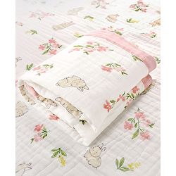 Babyhug 6 Layer Muslin Baby Blanket with Contrast Wide Edge Panda Print - Green| Absorbent Soft & Breathable| All Season Blanket| New Born Gifting| Bath Towel, Wrapper, Feeding Towel| Machine Washable