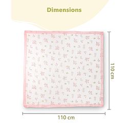Babyhug 6 Layer Muslin Baby Blanket with Contrast Wide Edge Panda Print - Green| Absorbent Soft & Breathable| All Season Blanket| New Born Gifting| Bath Towel, Wrapper, Feeding Towel| Machine Washable