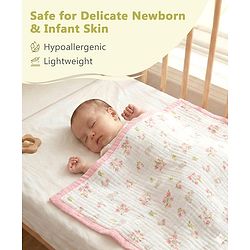 Babyhug 6 Layer Muslin Baby Blanket with Contrast Wide Edge Panda Print - Green| Absorbent Soft & Breathable| All Season Blanket| New Born Gifting| Bath Towel, Wrapper, Feeding Towel| Machine Washable